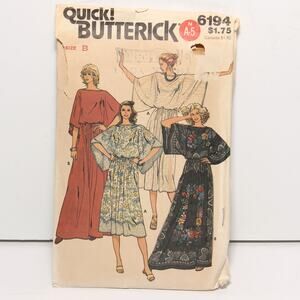 Vintage 70s Butterick 6194 Kimono Top & Skirt Pattern Size B (S-M-L) CUT